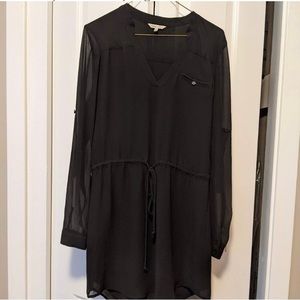 EUC Black Naked Zebra shirt/ dress. Draw sting waist. Size small. Sheer sleeves